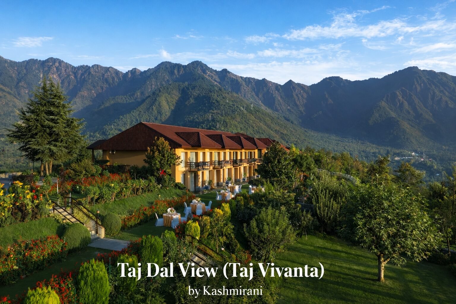 Taj Dal View Srinagar garden and Dal Lake view