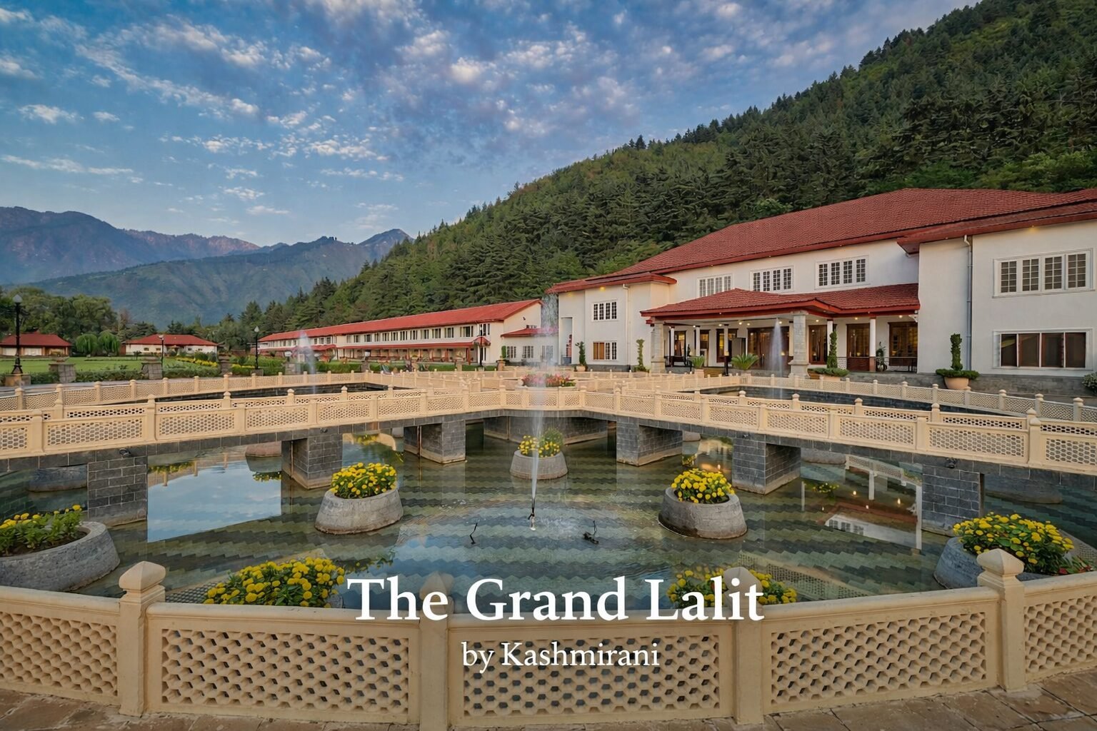 The Lalit Grand Palace Srinagar — front facade of the royal Dogra palace hotel with heritage gardens