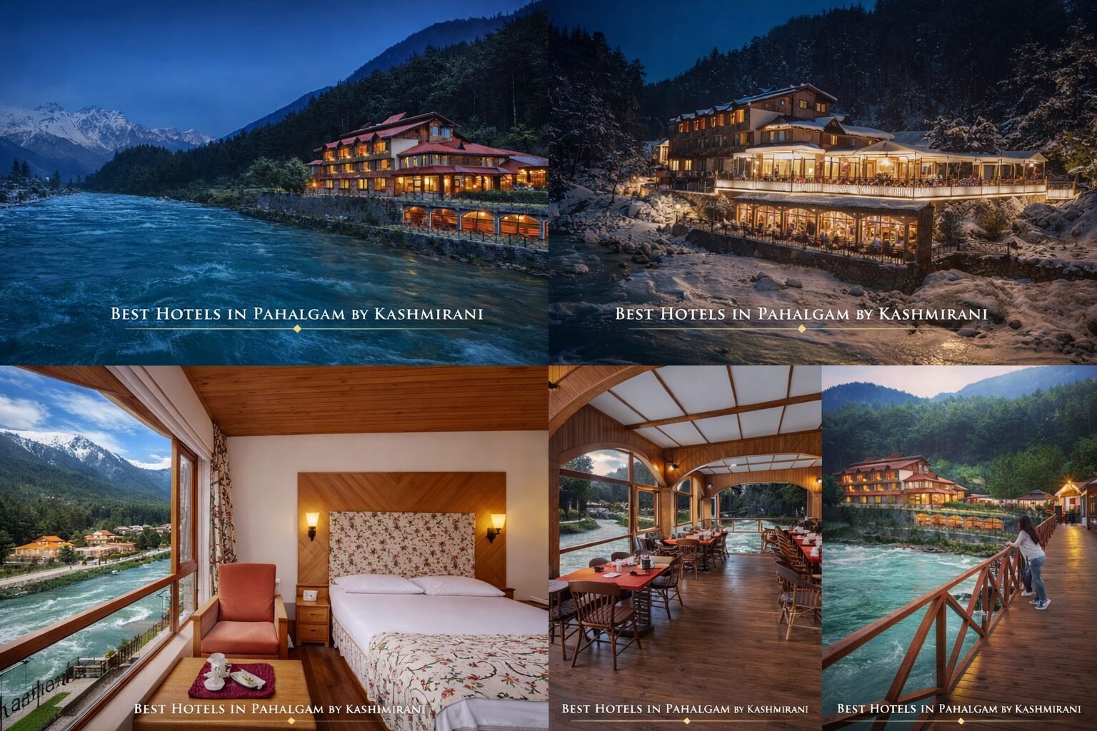 Hotel Heevan Pahalgam Jammu and Kashmir — riverside retreat with Lidder River and pine forest garden view