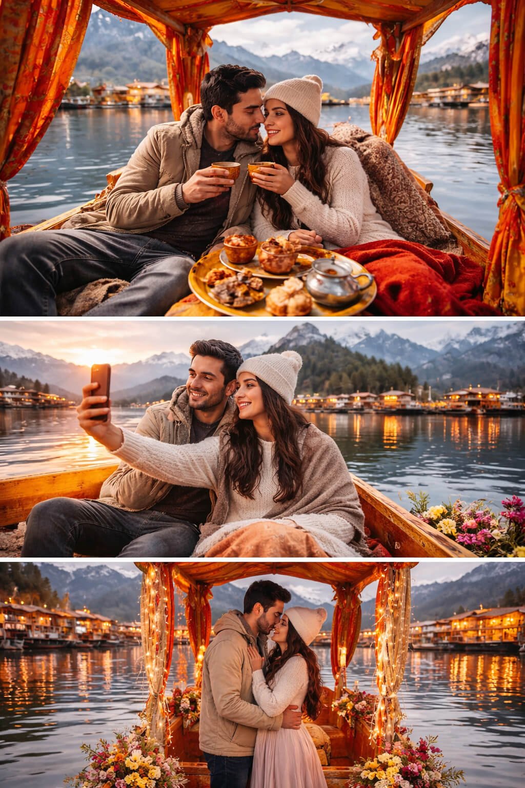 Kashmir honeymoon couple Dal Lake Shikara